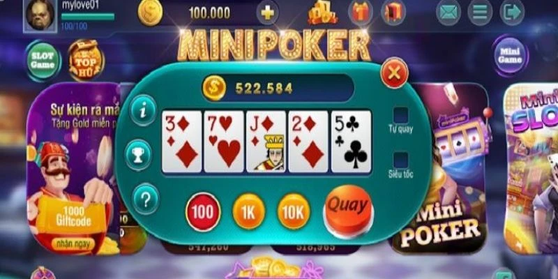Khám phá các tổ hợp bài trong Mini Poker